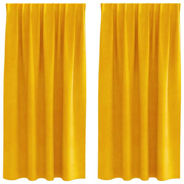vidaXL Pimennysverhot 2 pcs Sinappikeltainen 140 x 175 cm Sametti