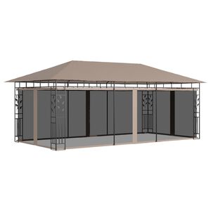 vidaXL Huvimaja hyttysverkolla 6x3x2,73 m harmaanruskea 180 g/m&sup2;