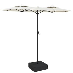 vidaXL Aurinkovarjo kaksip&auml;inen LED-valot hiekanvalkoinen 316x145 cm