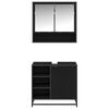 vidaXL Kylpyhuonekalustesetti hyllyll&auml; 2 pcs Musta tammi. Tekninen puu