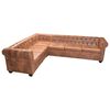 vidaXL Chesterfield Kulmasohva 6-Hengen Ruskea Keinonahka