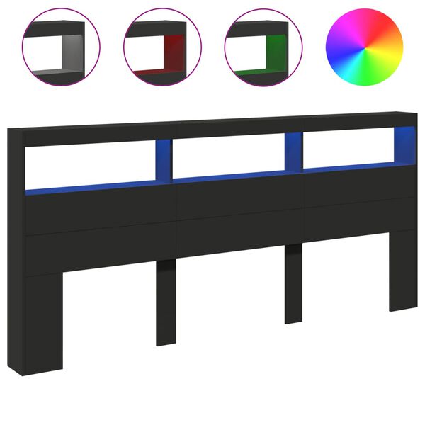 vidaXL S&auml;ngynp&auml;&auml;tykaappi LED-valoilla musta 220x17x102 cm