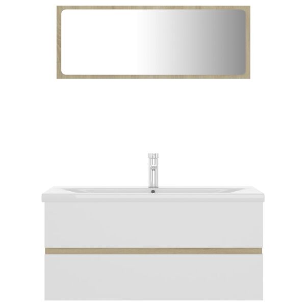 vidaXL Kylpyhuoneen kalustesarja valkoinen ja Sonoma-tammi lastulevy