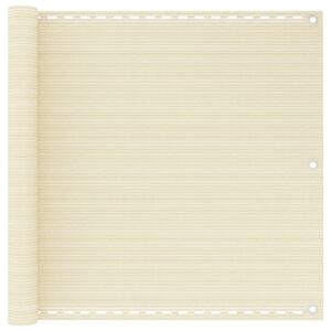 vidaXL Parvekkeen suoja kerma 90x600 cm HDPE