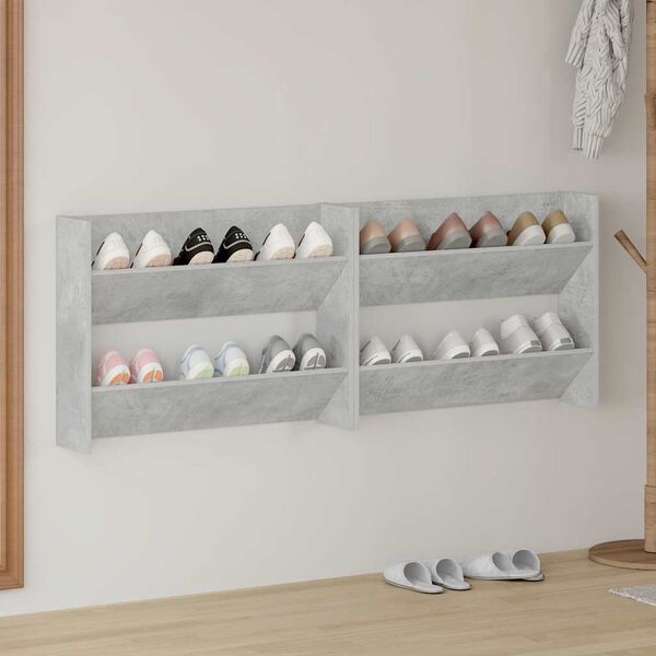 vidaXL Sein&auml;kenk&auml;kaapit 2 kpl betoninharmaa 80x18x60 cm lastulevy