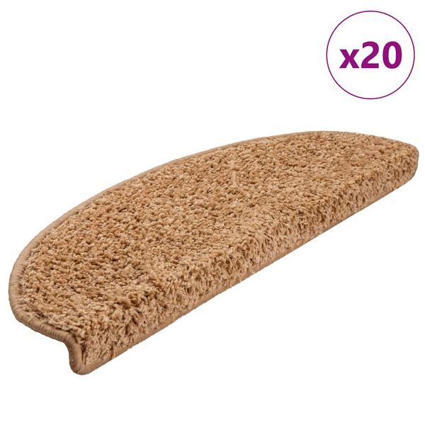 vidaXL Porrasmatot 20 kpl 65x21x4 cm Beige puolipy&ouml;re&auml; suuri