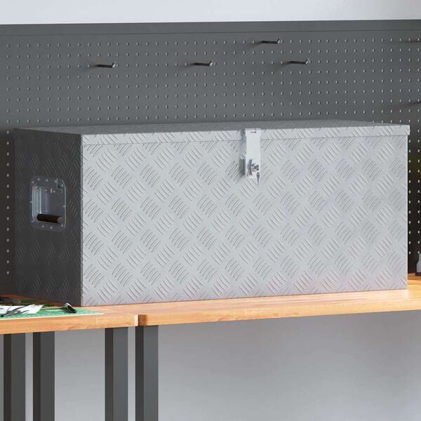 vidaXL Alumiinilaatikko 90,5x35x40 cm hopea