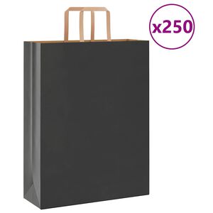 vidaXL Paperikassit 250 kpl kahvoilla musta 32x12x42 cm