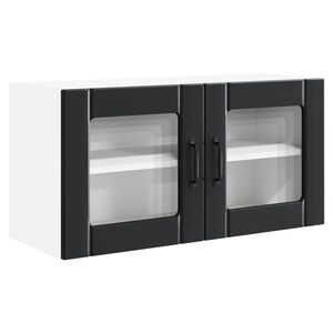 vidaXL Sein&auml;lasi kaappi PORTO Musta 80 x 31 x 40 cm Tekninen puu