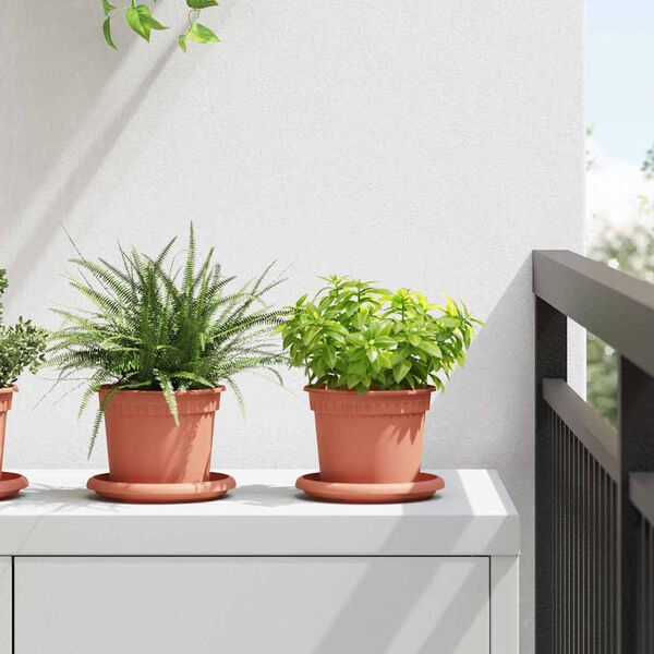 vidaXL Py&ouml;re&auml; kukkaruukku 6 pcs Tiilenpunainen &Oslash; 12,5 x 10 cm Muovi