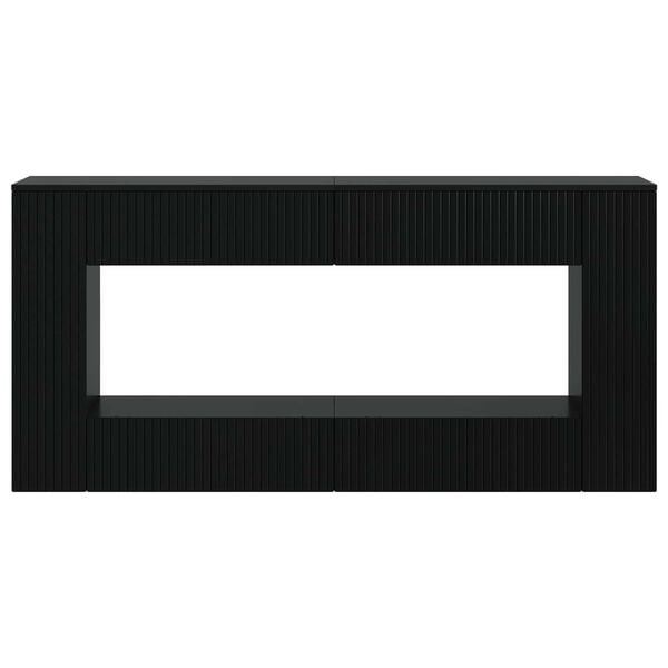 vidaXL Konsolip&ouml;yt&auml; Raidallinen Musta 155 x 29 x 74 cm K&auml;sitelty puu