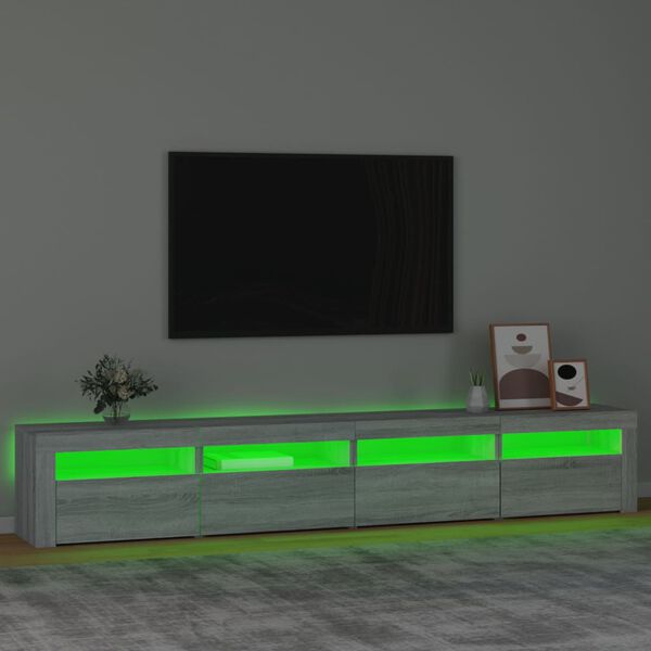 vidaXL TV-taso LED-valoilla harmaa Sonoma 240x35x40 cm