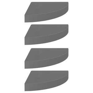 vidaXL Kelluvat kulmahyllyt 4 kpl korkeakiilto harmaa 25x25x3,8 cm MDF