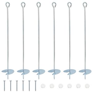 vidaXL Maakiinnike 6 pcs Hopea &Oslash;10 x 60 cm Galvanoitu Metalli