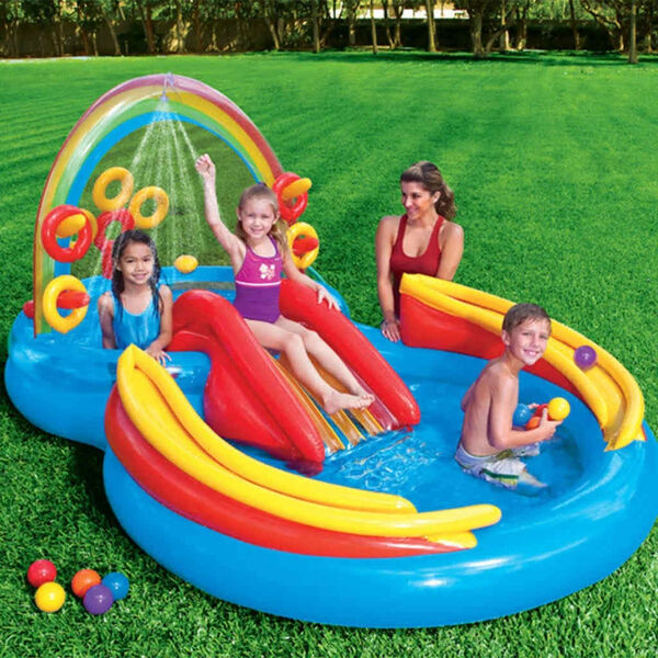 Intex Täytettävä uima-allas Rainbow Ring Play Center 297x193 x135 cm