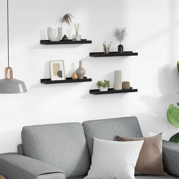 vidaXL Sein&auml;hyllyt 4 kpl musta 40x9x3 cm