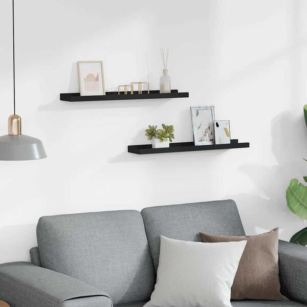 vidaXL Tauluhyllyt 2 kpl musta 60x9x3 cm MDF