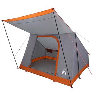 vidaXL Leirint&auml;teltat 2 hengelle Vedenpit&auml;v&auml; Harmaa ja oranssi taffeta