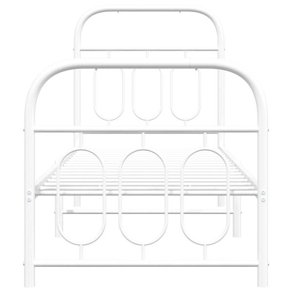 vidaXL Metallinen s&auml;ngynrunko p&auml;&auml;dyill&auml; valkoinen 75x190 cm