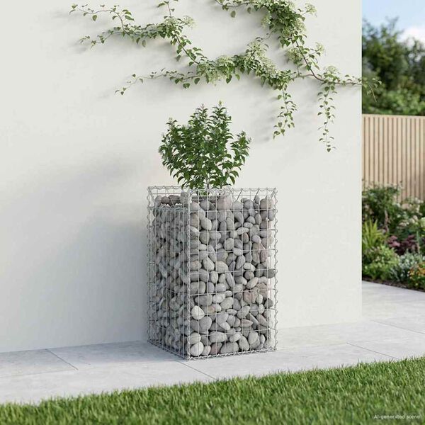 vidaXL Gabion Kohotettu Peti Hopea 50 x 50 x 80 cm Galvanoitu ter&auml;s