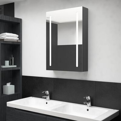 vidaXL LED kylpyhuoneen peilikaappi harmaa 50x13x70 cm