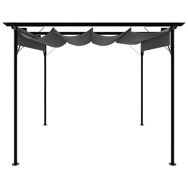 vidaXL Pergola sis&auml;&auml;nvedett&auml;v&auml; katto antrasiitti 3x3 m ter&auml;s 180 g/m&sup2;