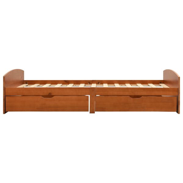 vidaXL Sängynrunko 2 vetolaatikolla hunajanrusk. täysi mänty 90x200 cm