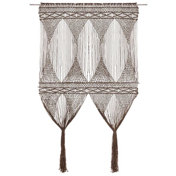vidaXL Macrame verho harmaanruskea 140x240 cm puuvilla
