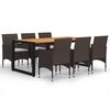 vidaXL 7-osainen Ulkoruokailuryhm&auml; ruskea