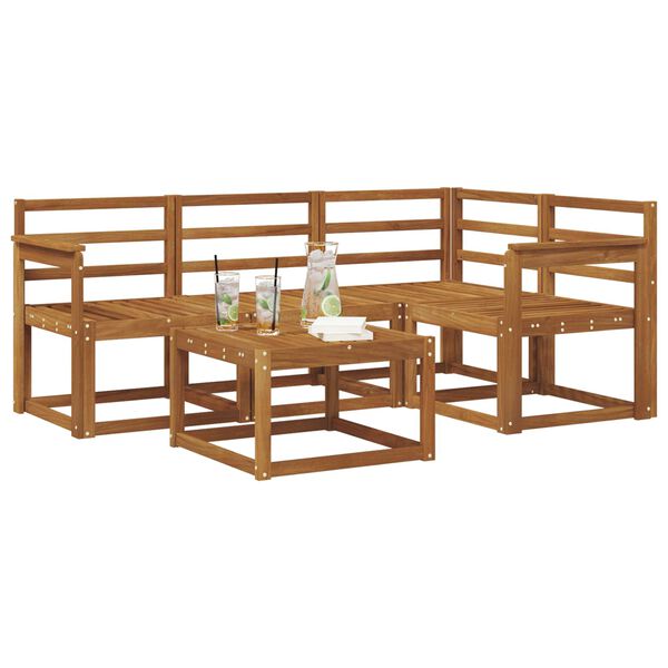 vidaXL Ulkosohvakokoelma 5 pcs Luonnollinen Tihe&auml; akasiapuu
