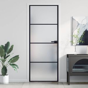 vidaXL Sis&auml;ovi ohut musta 76x201,5 cm karkaistu lasi ja alumiini