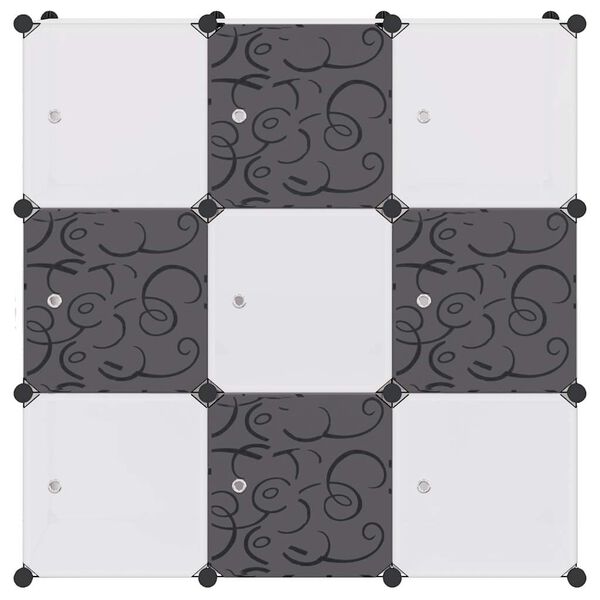 vidaXL S&auml;ilytyslokero 9 kuutiolla Musta ja valkoinen