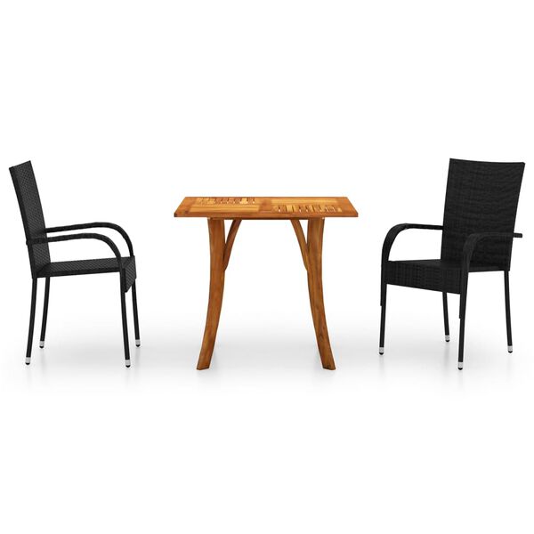 vidaXL 3-osainen Puutarhan ruokailuryhm&auml; musta