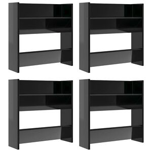 vidaXL Sein&auml;kenk&auml;kaapit 4 kpl kk. musta 60x18x60 cm tekninen puu