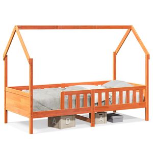 vidaXL Lasten talonmuotoinen s&auml;ngynrunko vahanruskea 90x190 cm m&auml;nty