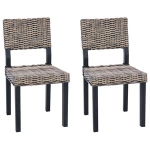 vidaXL Ruokatuoli GENDT 2 kpl Kubu Rottinki Musta pesu 46 x 55 x 84 cm