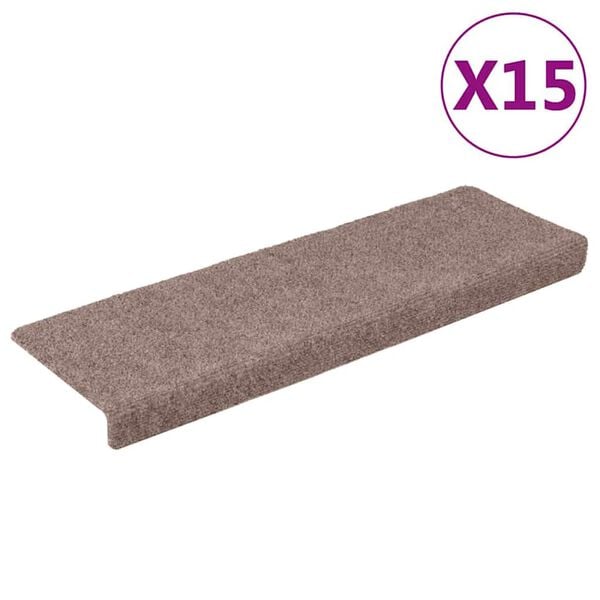 vidaXL Porrasmatot itseliimautuvat 15 kpl 65x21x4 cm vaaleanruskea suorakaiteen muotoinen reuna