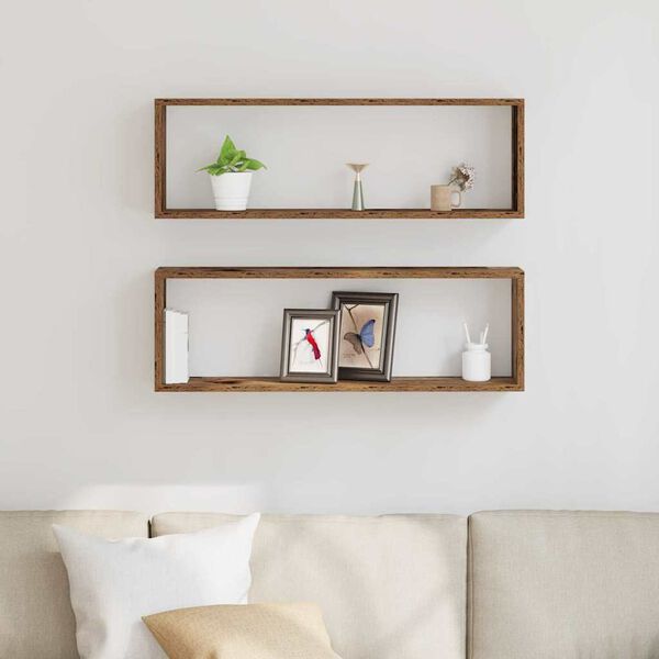 vidaXL Seinähylly 2 pcs Vanha puu 80 x 15 x 26 cm Tekninen puu