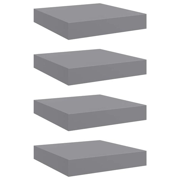 vidaXL Kelluvat sein&auml;hyllyt 4 kpl harmaa 23x23,5x3,8cm MDF
