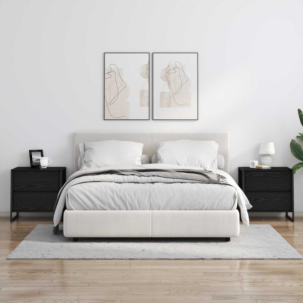 vidaXL Y&ouml;p&ouml;yt&auml; 2 pcs Musta tammi. 50 x 39.5 x 50 cm Tekninen puu