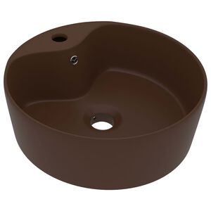 vidaXL Ylellinen pesuallas ylivuodolla tummanruskea 36x13cm keraaminen