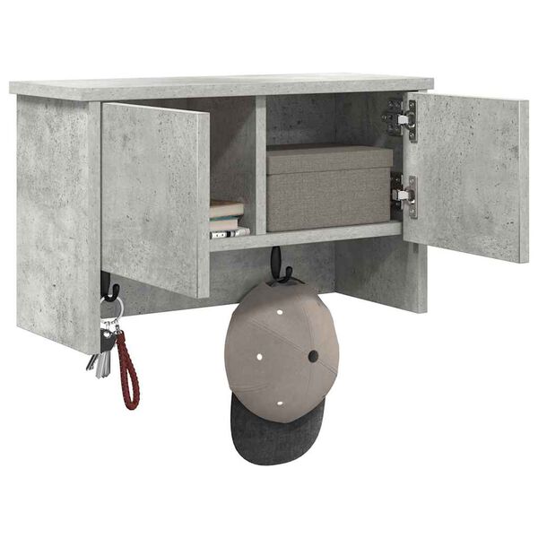 vidaXL Sein&auml;lle asennettava takkihylly Betoni Harmaa 50 x 20 x 30 cm