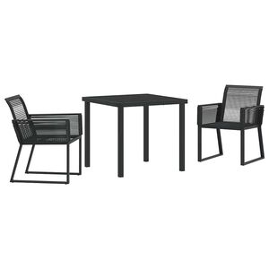 vidaXL Piharuokailu setti 3 pcs Musta Jauhemaalattu Ter&auml;s