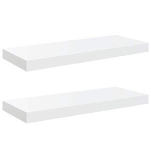 vidaXL Kelluvat sein&auml;hyllyt 2kpl korkeakiilto valk. 60x23,5x3,8 cm MDF