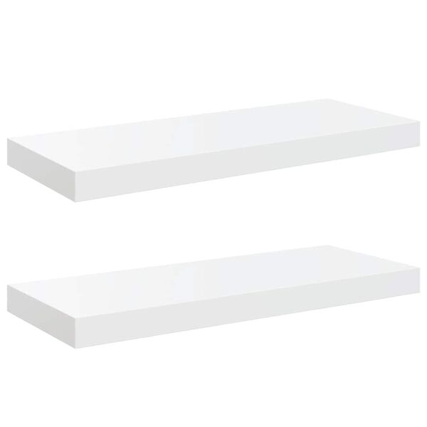 vidaXL Kelluvat sein&auml;hyllyt 2kpl korkeakiilto valk. 60x23,5x3,8 cm MDF