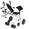 vidaXL Kuntopenkki painotangolla + levy- ja k&auml;sipainosarja 90 kg