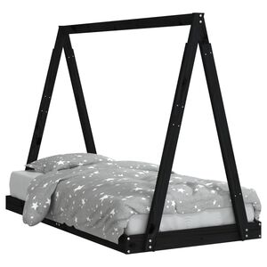 vidaXL Lasten s&auml;ngynrunko musta 80x160 cm t&auml;ysi m&auml;nty