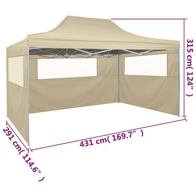 vidaXL kokoontaitettava teltta 3:lla seinällä 3x4,5 m kerma