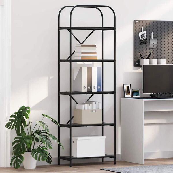 vidaXL Kirjahylly Musta tammi. 60 x 30 x 183 cm Tekninen puu