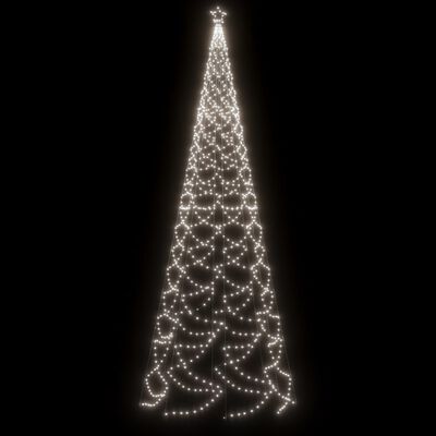 vidaXL Joulukuusi metallitolpalla 1400 LED-valolla kylmä valkoinen 5 m
